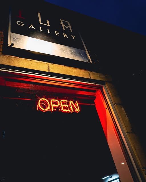 ILA Gallery entrance and open sign
